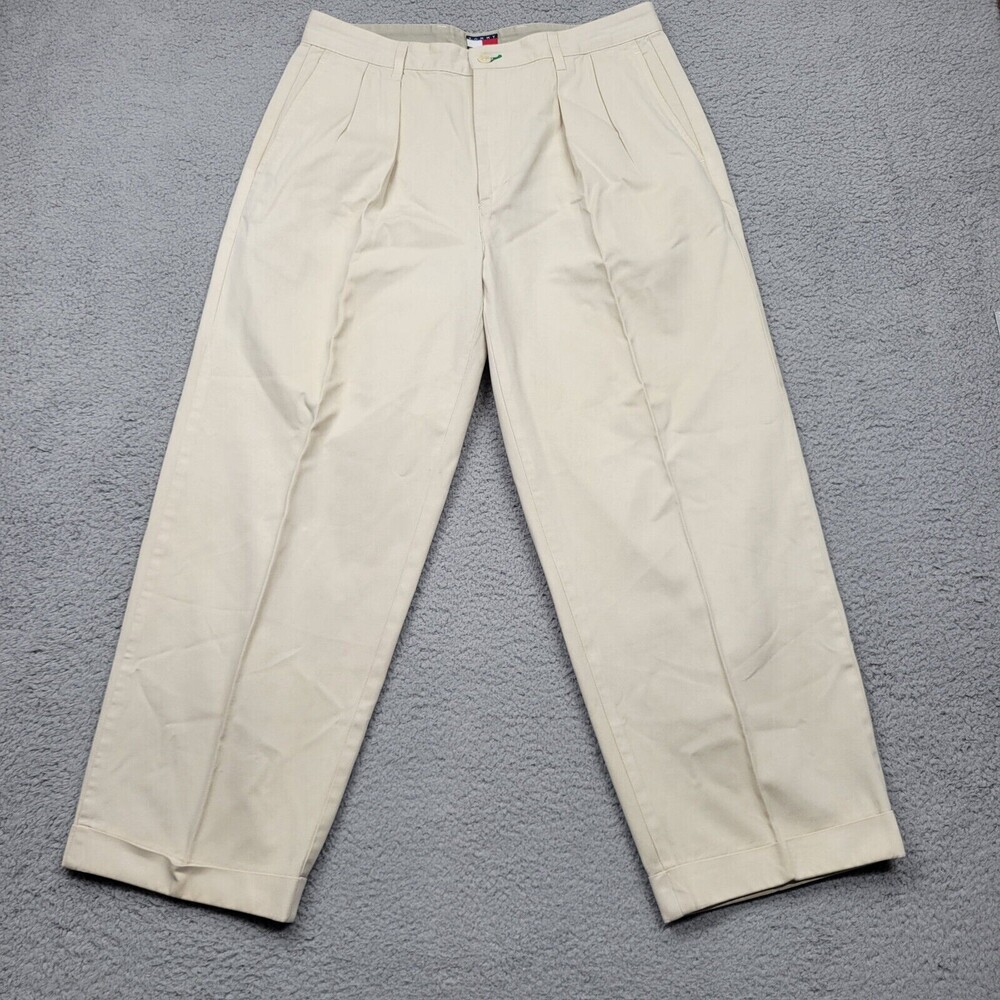 Tommy Hilfiger Mens Pants 34x32 Tan Beige Chino Pants 33x26.5* altered
